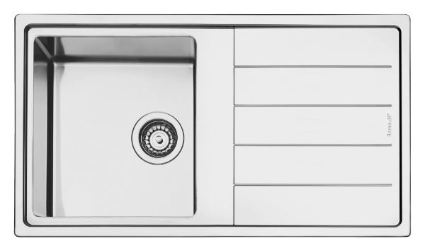 Smeg 87cm Mira Single Bowl Reversible Drainer Sink Stainless Steel
