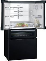 Siemens iQ700 American-style Side by Side Fridge Freezer 183x90.5cm Plumbed Black glass doors, cast iron sides